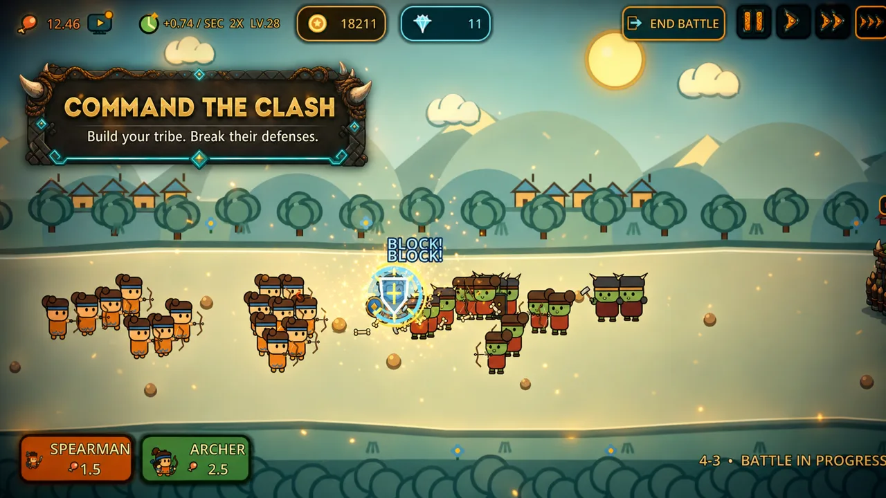 Real-time battle between tribal armies in GrubSpire